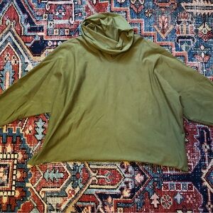Relaxed Olive Cowl Neck Top for Women